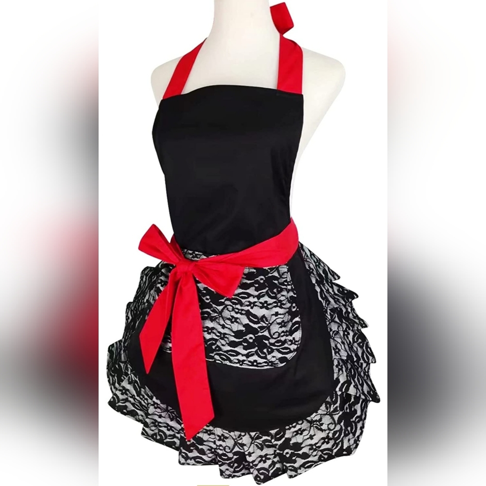New Retro red And Black Apron.  Other Vintage Styles Available